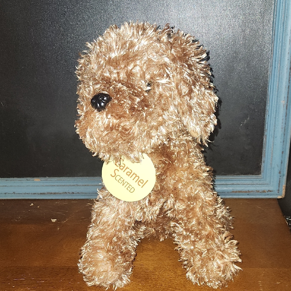 Caramel Scented Brown Goldendoodle Plush Dog Curly Poodle Stuffed Animal Toy